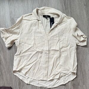 Lulu's Beige Button-Down Women's Shirt